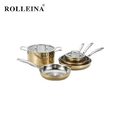 Durability Dishwasher Safe Tri-ply Stainless Steel Cooking Pot Cookware Set