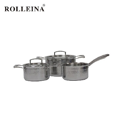 Factory Price 3 Pcs Kitchen Casserole Tri-ply Stainless Steel Cookware Set