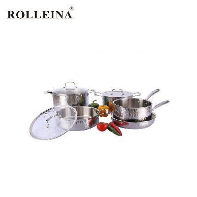 New Arrival 5 pcs Tri-ply Stainless Steel Cooking Pot And Pan Cookware Set