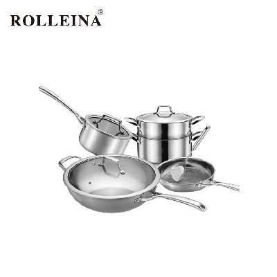 New Item Tri-ply Stainless Steel 2 Layer Food Steamer Soup Pot Saucepan Cookware Set