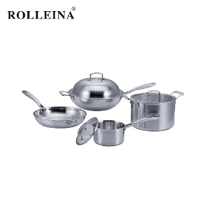 Wholesale Tri-ply Stainless Steel Big Casserole Kitchenware Cookware Set With Handle