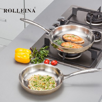 Best selling premium golden induction cookware tri ply stainless steel frying cooking pan
