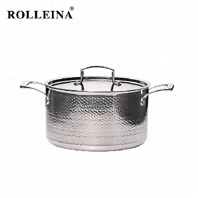 Best Selling Healthy Durable Cooking Hammered Pot Casserole Tri Ply Stainless Steel Amc Cookware