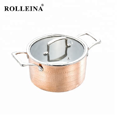New Design Premium Induction Bottom Cookware Single Pot Tri-ply Clad Copper Casserole
