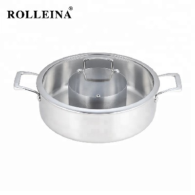 Best selling induction cookware tri-ply clad stainless steel hot pot