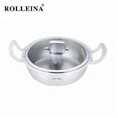 Best selling easy to clean restaurant kitchen tri-ply clad stainless steel cookware hot pot