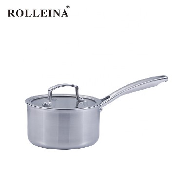 New Design Kitchen Milk Heating Mini Noodle Cooking Pot 3 Ply Stainless Steel Sauce Pan With Cover
