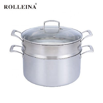 Multi-use tri ply stainless steel cooking pot food dim sum egg steamer