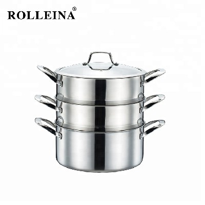 Newest Tri Ply Stainless Steel Kitchen Cooking Steamer Pot
