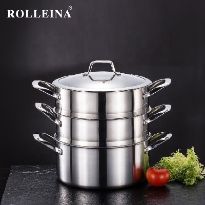 Newest Tri Ply Stainless Steel Cooking Pot 3 Layer Food/ Corn Steamer Pot