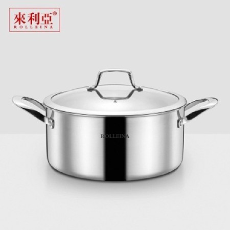 來利亞SUS304不鏽鋼湯鍋加厚深底不粘鍋三層一體家用炖鍋爐具通用